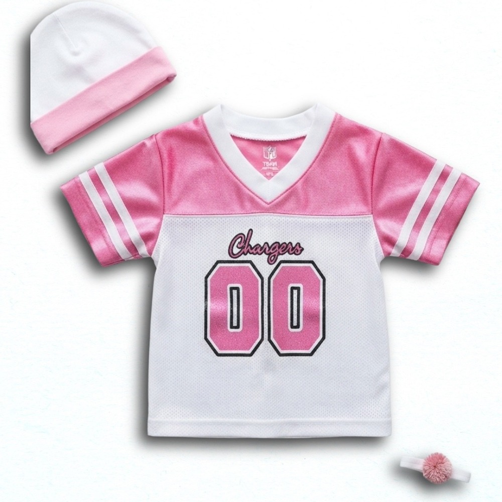 NFL Team Apparel Los Angeles Chargers Pink White Toddler Jersey 18M 00 Glitter